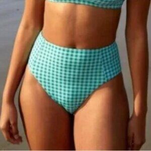 WET Swimwear Jade Gingham Bikini High Waisted Bikini Bottom Size S